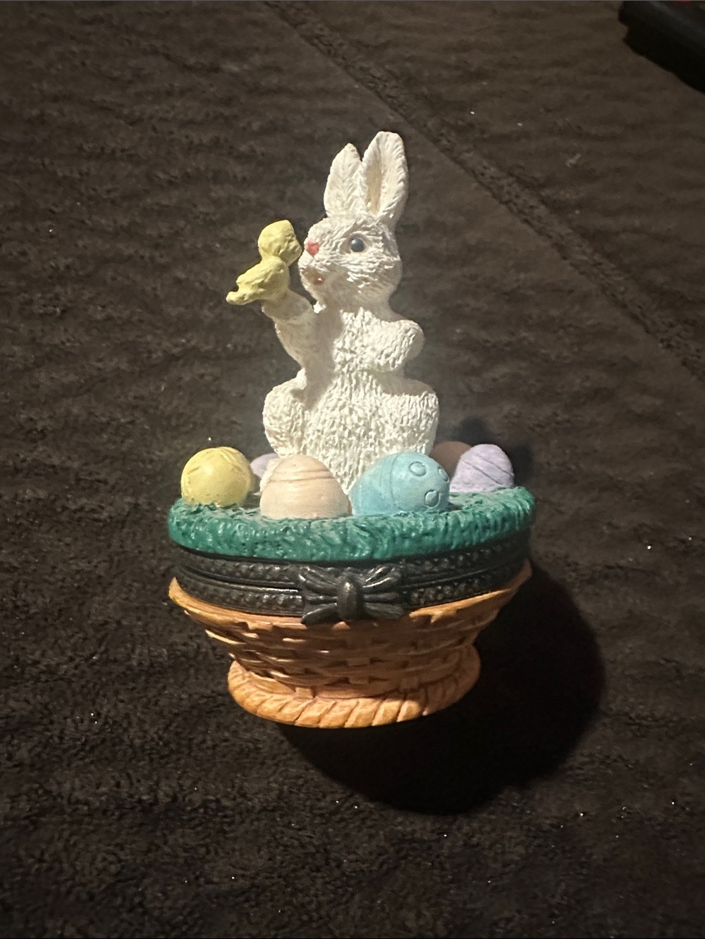 Avon Easter Bunny in Basket Trinket Box
